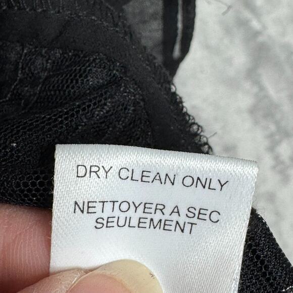 Womens Top 6 Sheer Lace Ribbon Cap Sleeve Black Lace Fairy Goth Whimsigoth Vamp - Picture 5 of 8